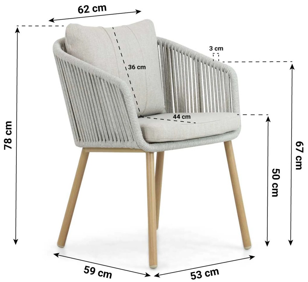 Tuinstoel Aluminium/rope Grijs-antraciet Lifestyle Garden Furniture Bloom