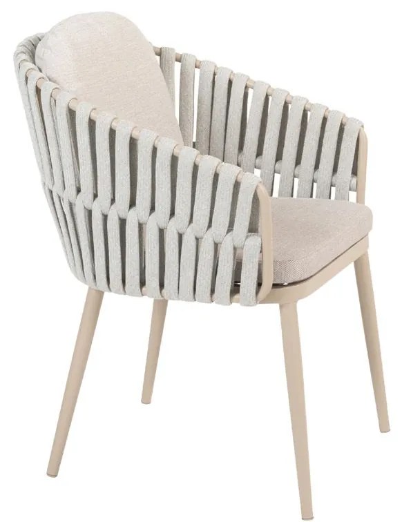 Taste by 4 Seasons Outdoor Eva tuinset latte met Quatro tafel met Robusto teak blad 220 cm SALE Tuinset beige weerbestendig