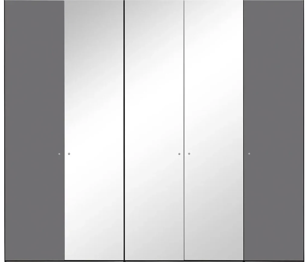 Goossens Kledingkast Easy Storage Ddk, Kledingkast 253 cm breed, 220 cm hoog, 2x glas draaideur en 3x spiegel draaideur midden