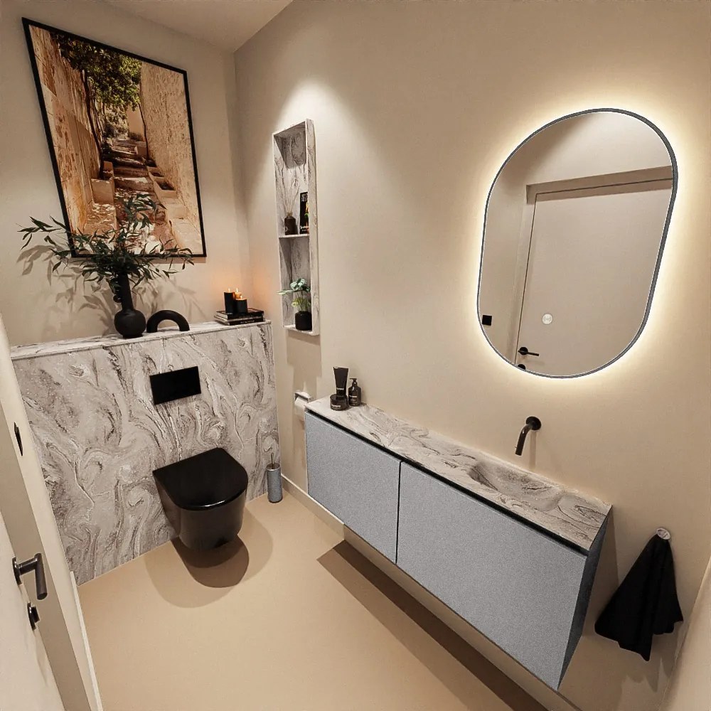 Mondiaz Ture DLux toiletmeubel 120cm plata met wastafel glace rechts zonder kraangat