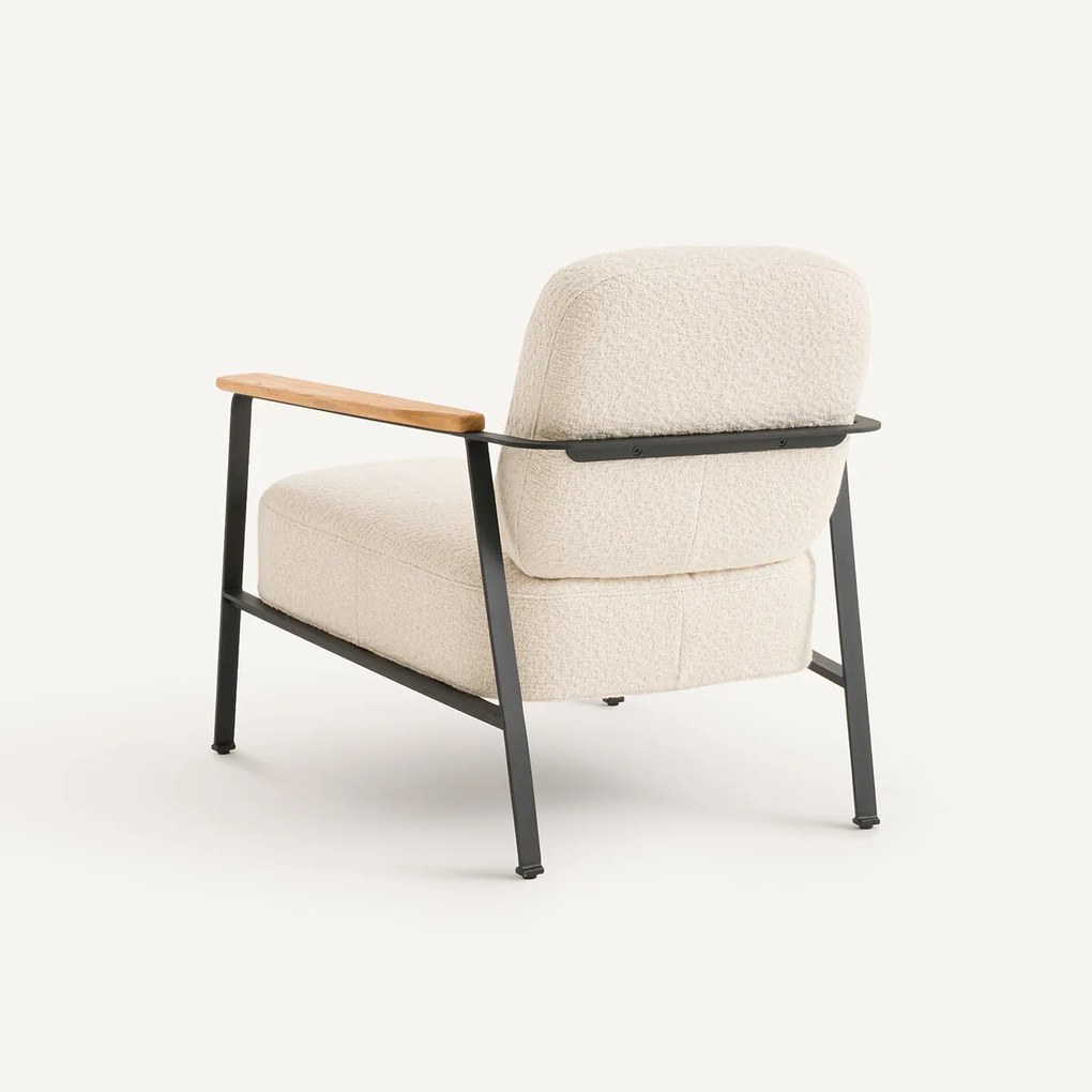 Fauteuil in badstof en metaal, ABRAXAS