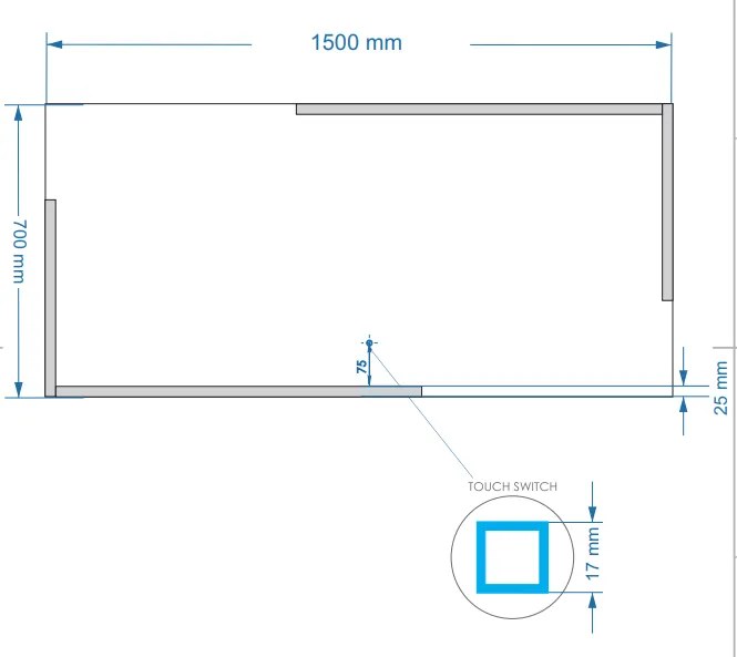 Gliss Design Melite spiegel met LED-verlichting en verwarming 150x70cm