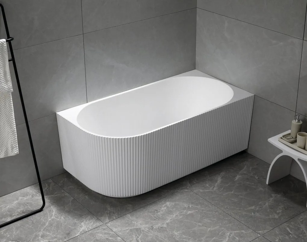 Aqualine Tibera hoekbad rechts met ribbel 150x75cm wit