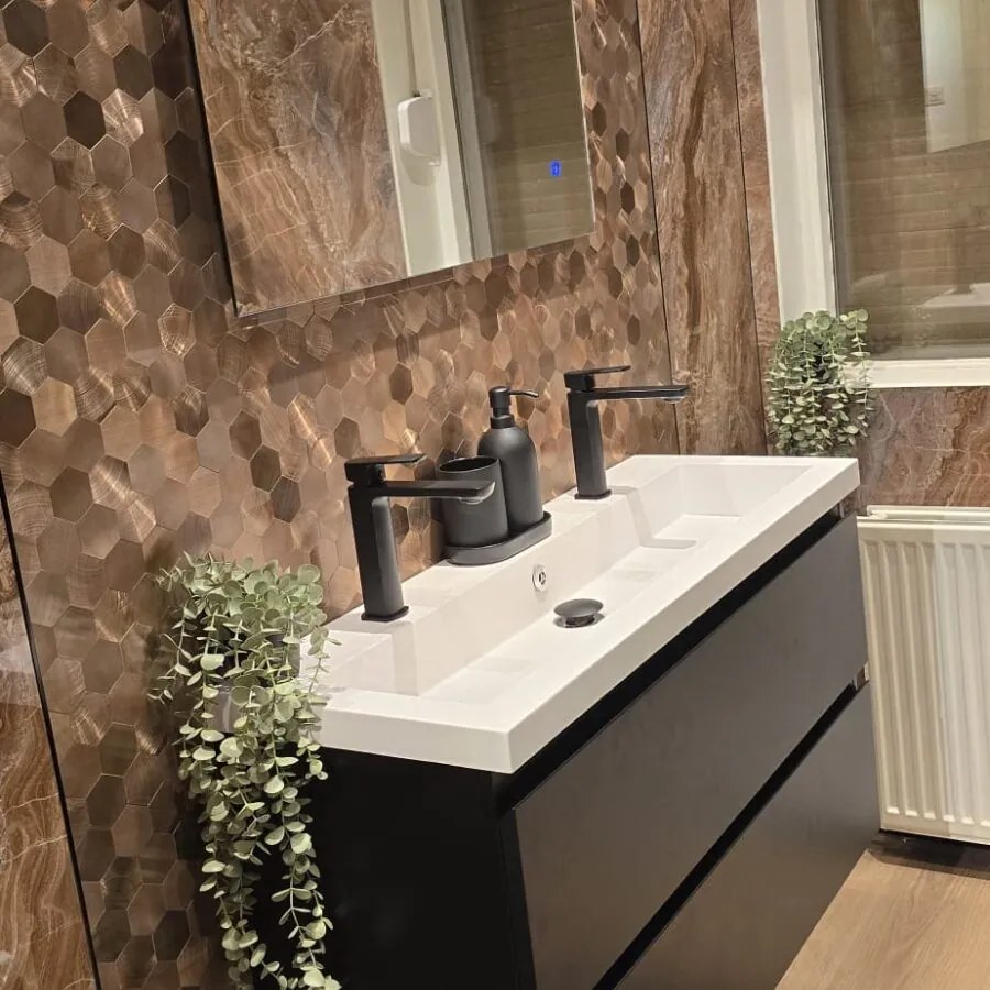 Zelfklevend Mozaïek Hexagon Brons Koper - 29.5 cm x 29.5 cm x 0.4 cm | 0.5 kg | Paneli zelfklevende steenstrips