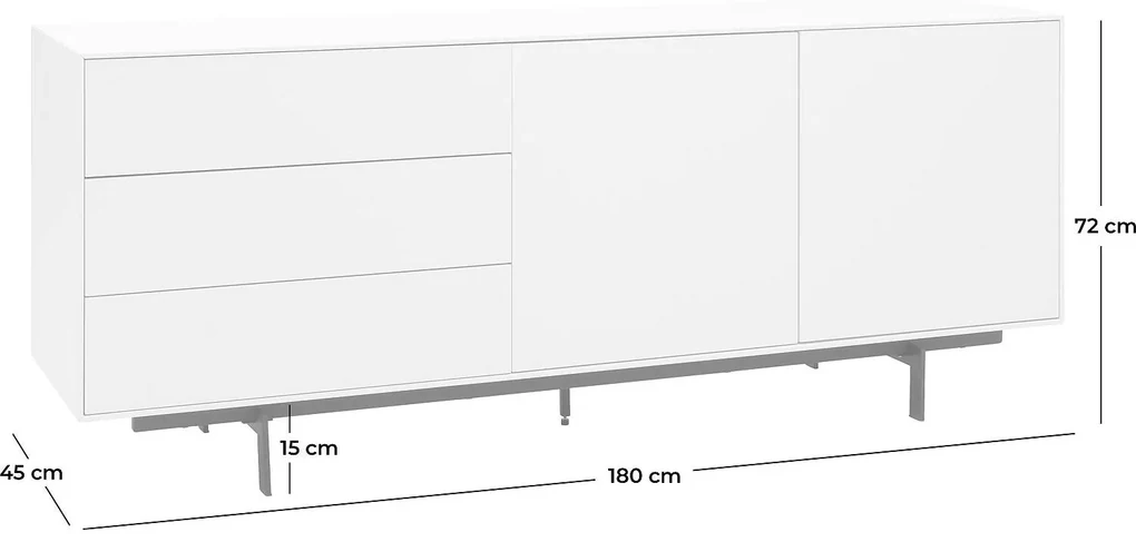 Goossens Basic Dressoir Verona, 2 deuren 3 laden