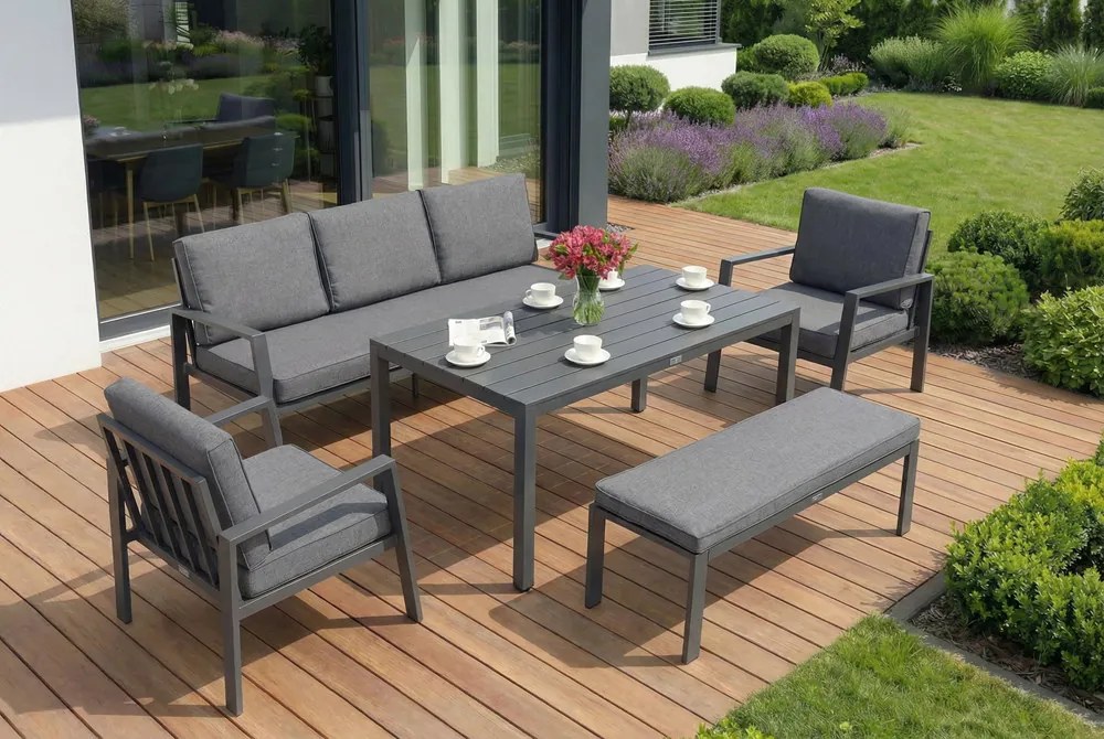 Zakintos Apetito 5 aluminium set met bank antraciet Garden Point