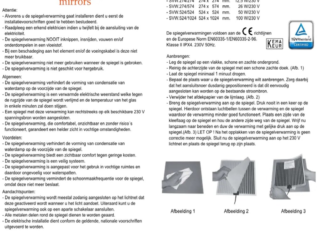 Sanicare Q-mirrors spiegelverwarming 15x15