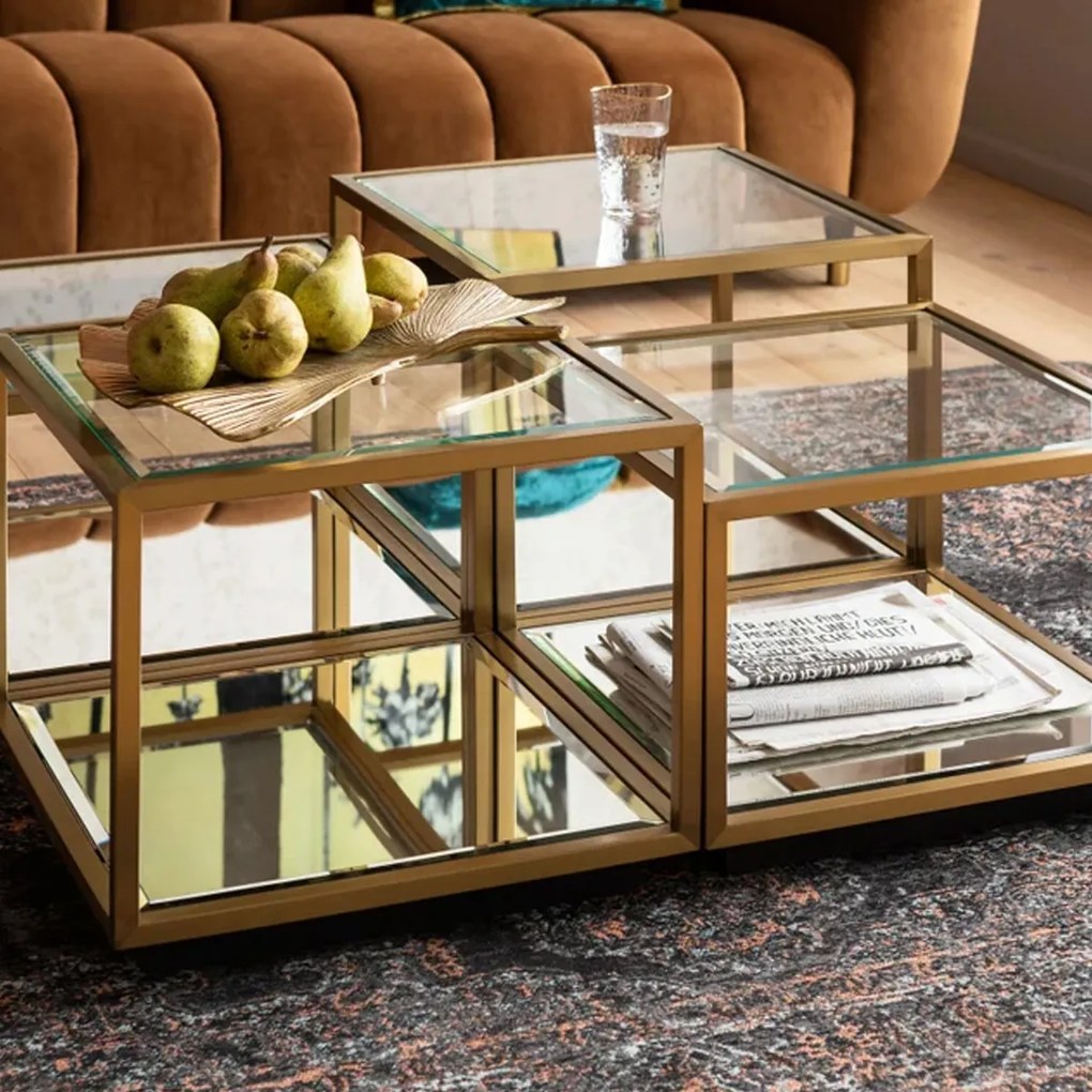 Gouden Salontafelset - 100 X 100cm.