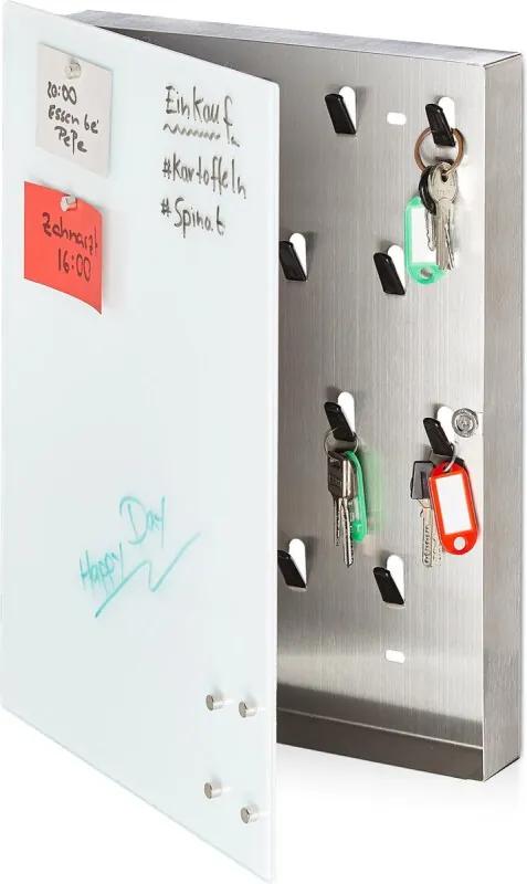 Sleutelkastje met glassboard - sleutelrekje - magneetbord - sleutelhouder 40 x 30 cm