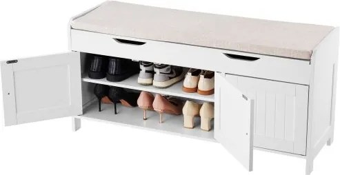 VEVOR Schoenenrekbank (1050 x 350 x 503 mm), Halbank met opbergruimte, zitkussen en 3 compartimenten, Schoenenrek (draagvermogen 113,4 kg), voor Voordeur, Hal, Woonkamer, Slaapkamer, Zwart