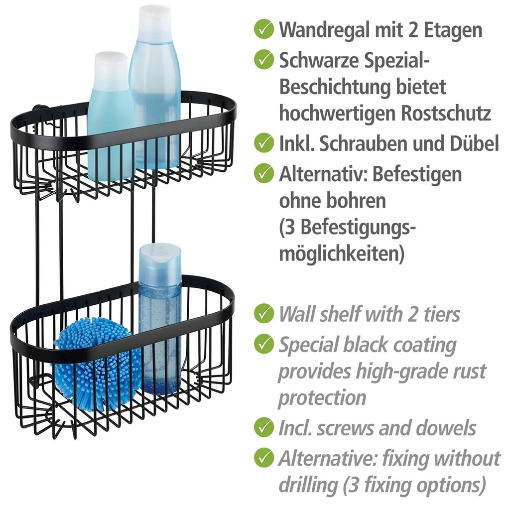 Wenko Classic Plus wandrek 2-laags zwart