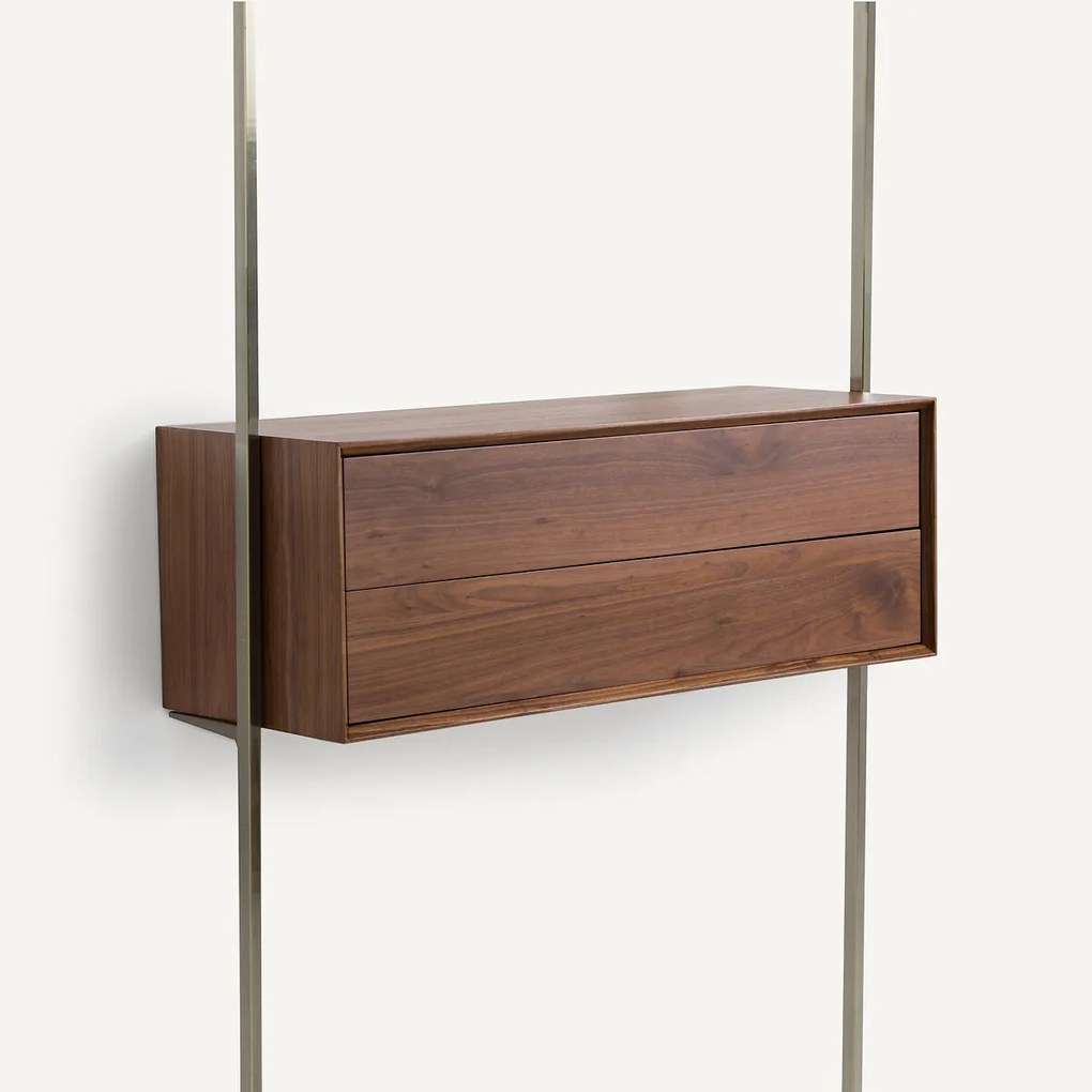 Nachtkastje met 2 lades, B110 x D42 cm, walnootfineer, Archivita XL