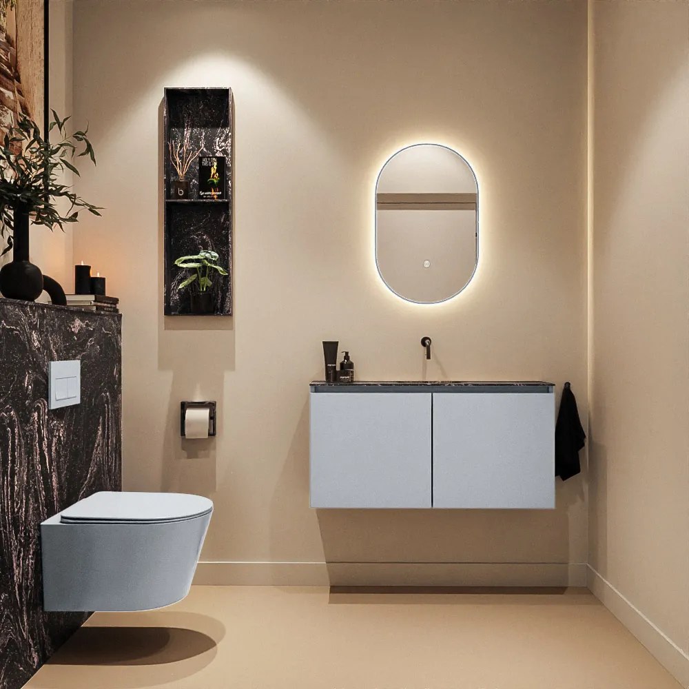 Mondiaz Ture DLux toiletmeubel 100cm clay met wastafel lava midden zonder kraangat