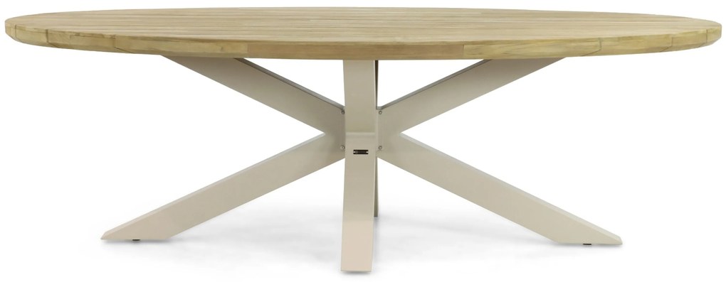 Dining Tuintafel ovaal 240 x 120 cm Aluminium/Teak Taupe Santika Diogo