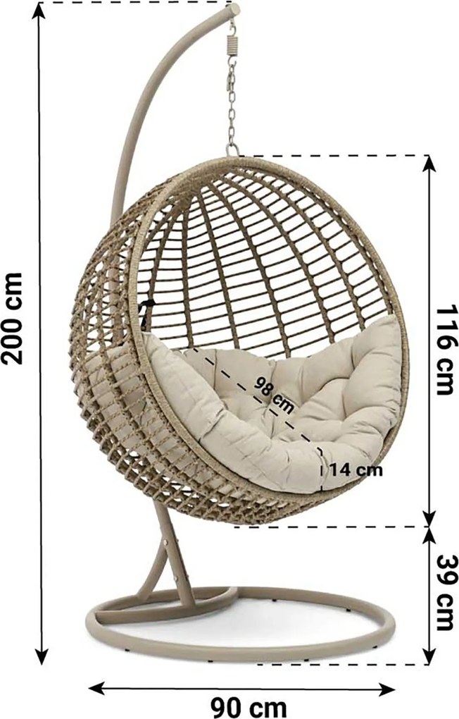 Coco Dream Hangstoel Wicker Zand/Beige