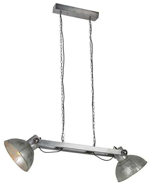 Eettafel / Eetkamer Industriële hanglamp grijs 2-lichts - Samia Sabo Industriele / Industrie / Industrial E27 Binnenverlichting Lamp