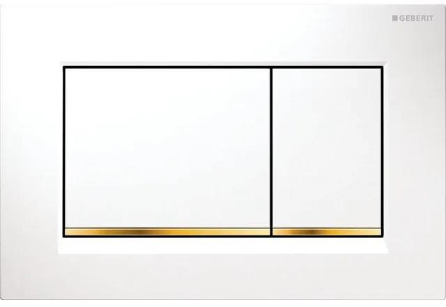 Geberit Sigma30 bedieningplaat, 2-toets spoeling frontbediening voor toilet 24.6x16.4cm wit / goud 115.883.KK.1