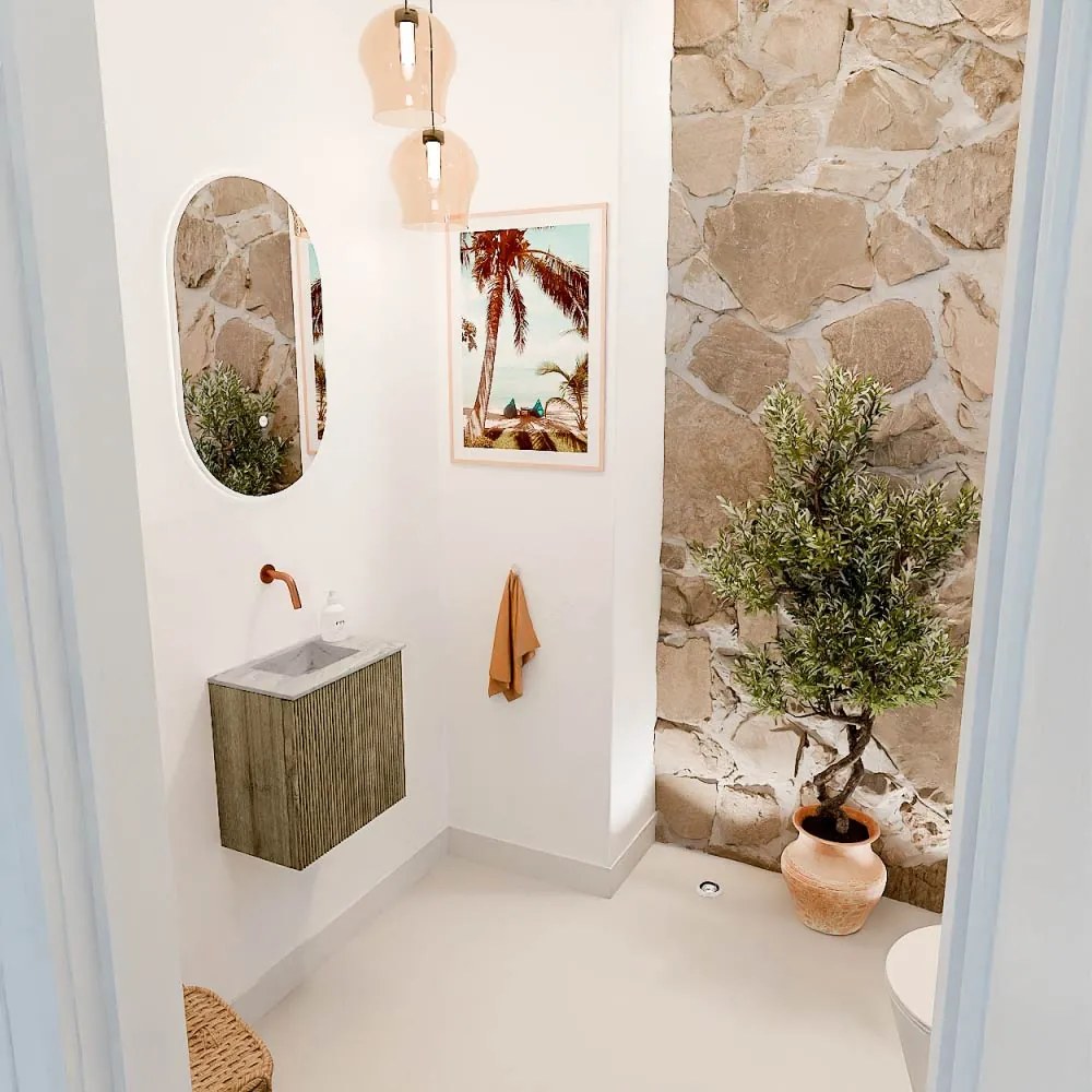 Mondiaz Joya DLux 40cm toiletmeubel dusk met wastafel faye midden zonder kraangat glace