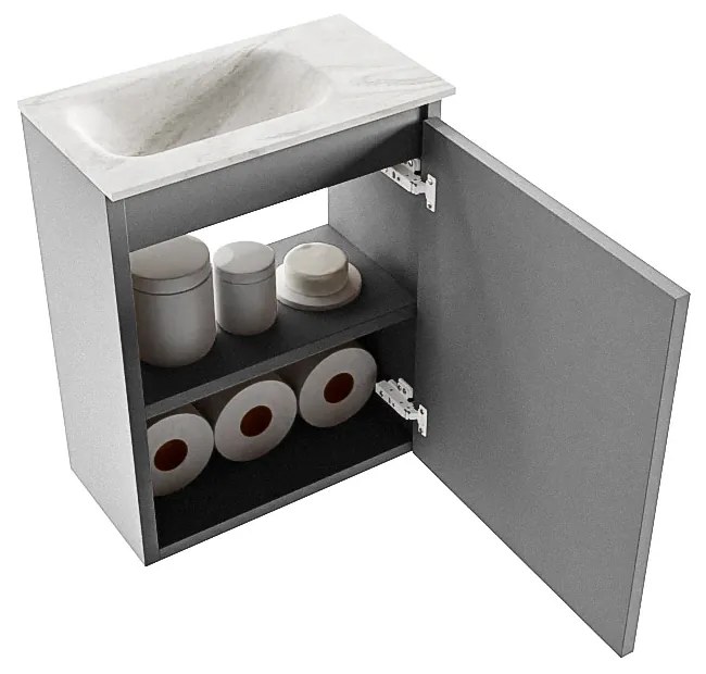 Mondiaz Ture DLux toiletmeubel 40cm plata met wastafel ostra links met kraangat