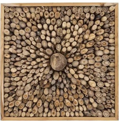 Wanddecoratie hout 70x70 cm teakwortels