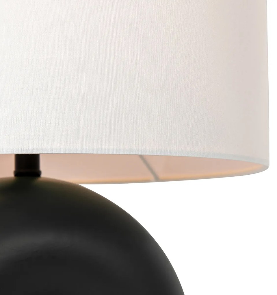 Design tafellamp zwart met linnen kap wit - Lotti Design, Modern E27 Binnenverlichting Lamp