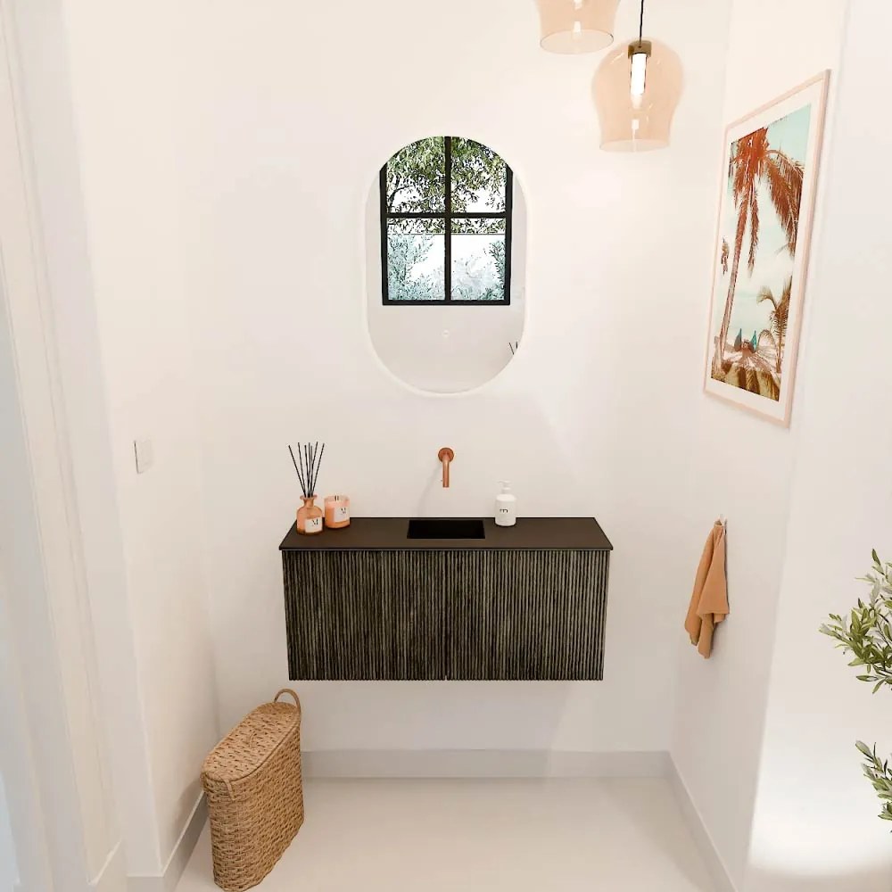Mondiaz Joya 90cm toiletmeubel shadow met wastafel faye midden zonder kraangat urban