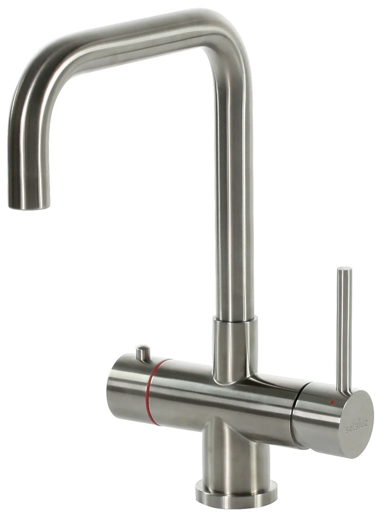 Selsiuz Inox kokend water kraan met titanium combi extra boiler en U-uitloopkraan inox