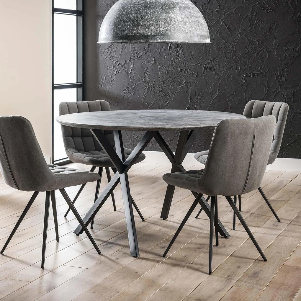 Ronde eettafel 'Nola' 120 cm, 3D-betonlook, kleur grijs