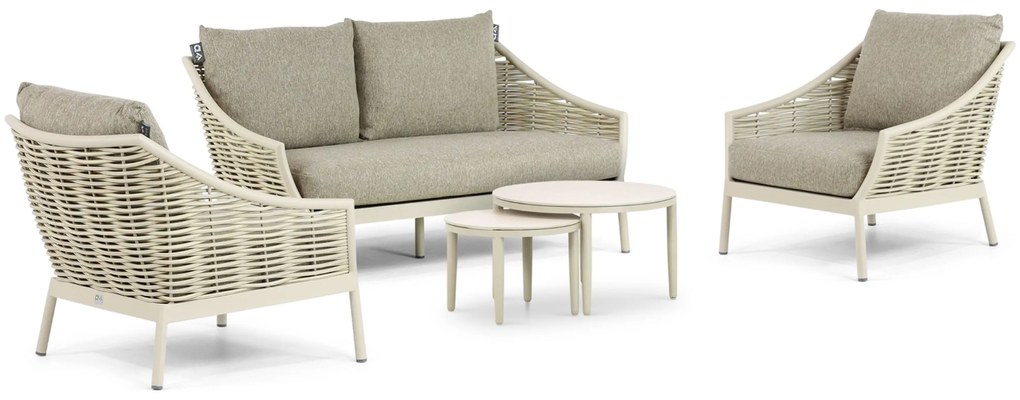 Stoel en Bank Loungeset 4 personen Aluminium/Wicker Taupe Apple Bee Milou/Ibiza