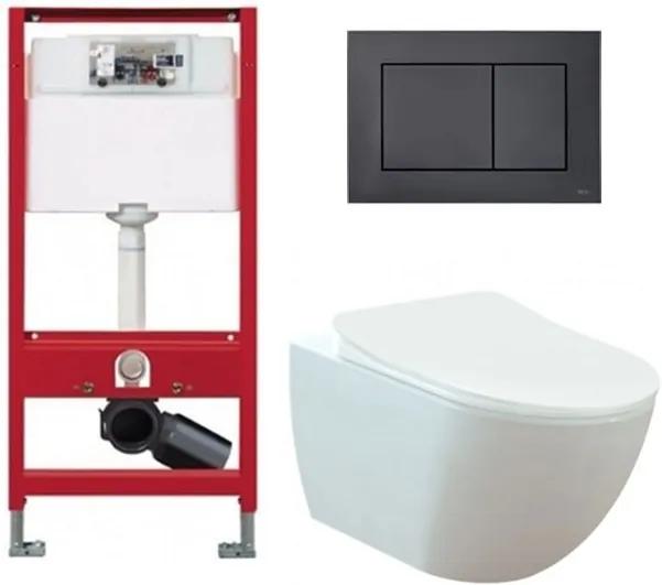 Tece Toiletset - Inbouw WC Hangtoilet wandcloset - Creavit Mat Wit Rimfree Tece Now Glans Zwart
