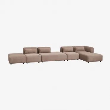 Modulaire Hoekbank Met Chaise Longue Rechts, 4-delig Met Divan En Poef Fogler Corduroy Kameelbruin - Sklum