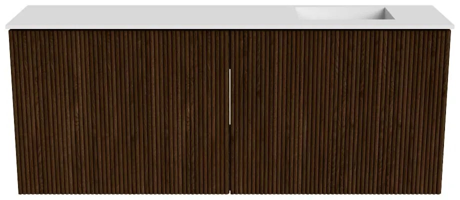 Mondiaz Joya 100cm toiletmeubel walnut met wastafel faye rechts 1 kraangat talc