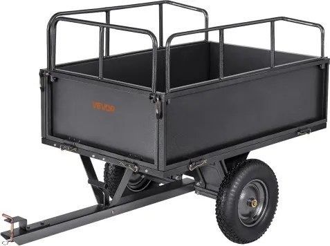 VEVOR Dump Trailer, 272 kg capaciteit, ATV UTV Transport Trailer, Pull-Along Kipper met 40,64 cm banden, Handtrek of voetpedaal, Yard Trailer voor grasmaaiers en tractoren