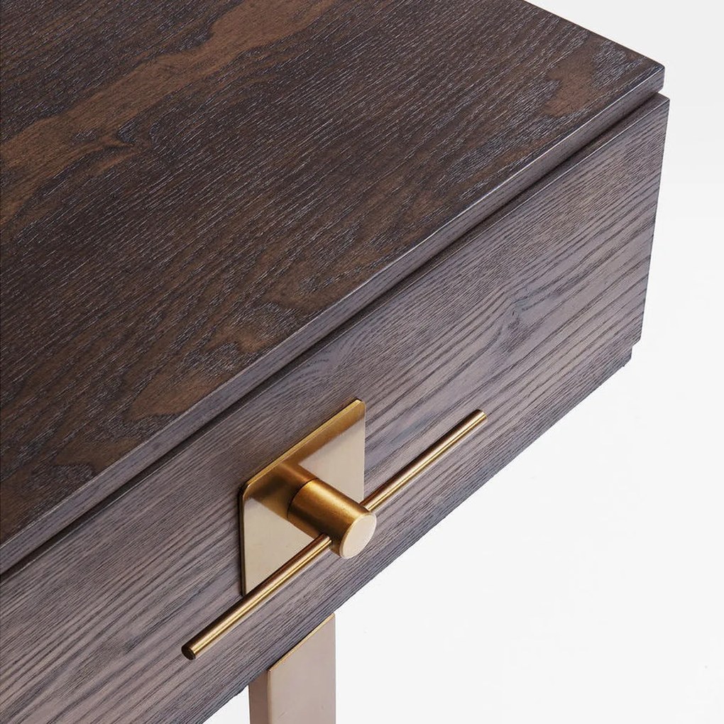 Nachtkastje Hout Met Messing - 55x55x60cm.
