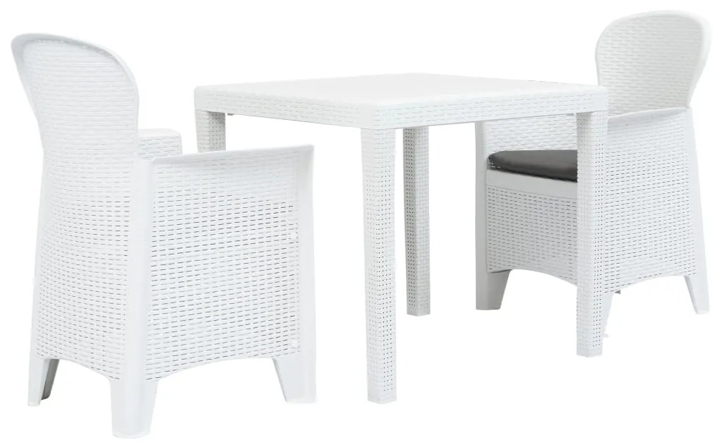 vidaXL 3-delige Bistroset rattan-look kunststof wit