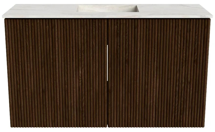 Mondiaz Joya DLux 70cm toiletmeubel walnut met wastafel faye midden 1 kraangat ostra