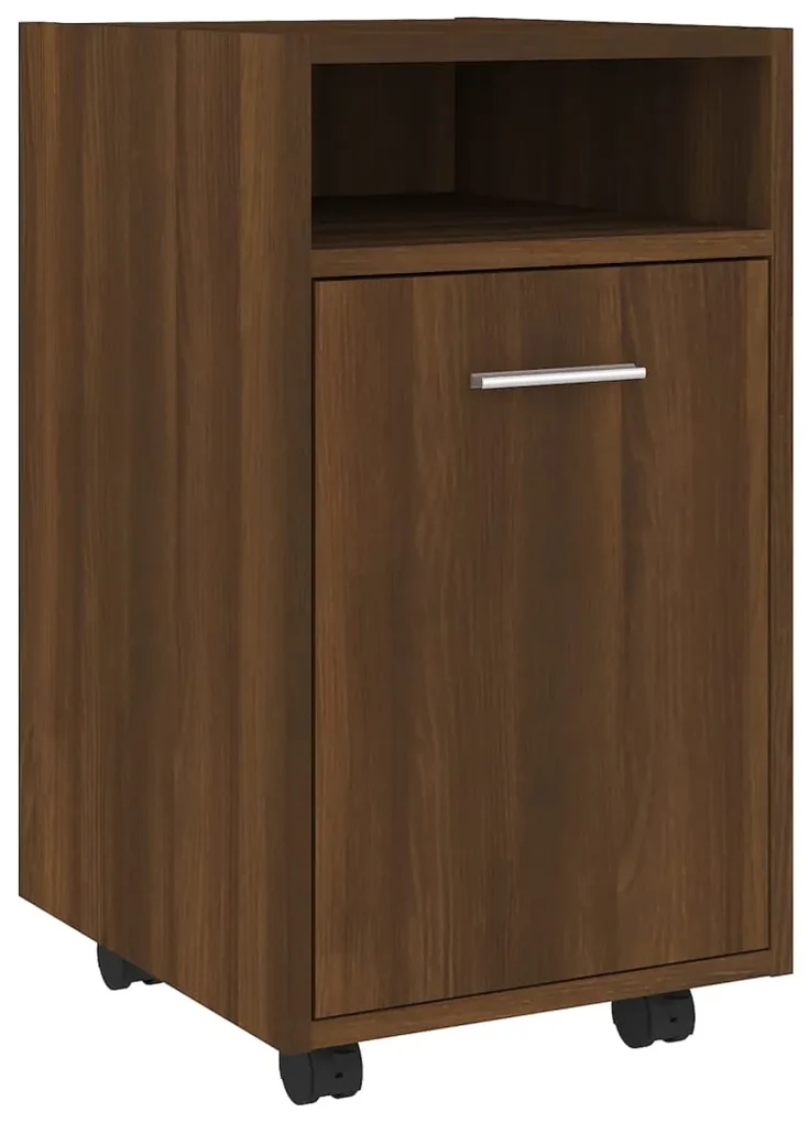 vidaXL Bijzetkast met wielen 33x38x60 cm bewerkt hout bruineikenkleur