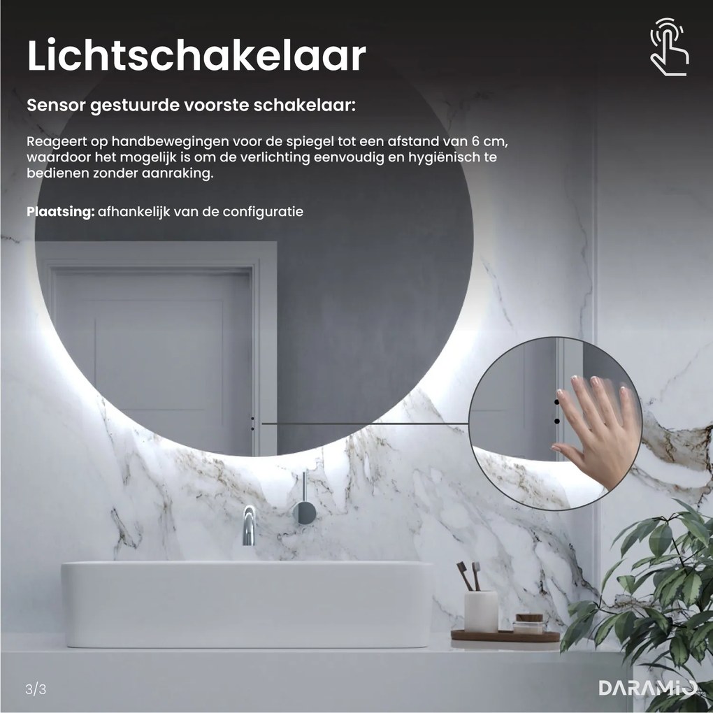Halfronde spiegel met verlichting E5