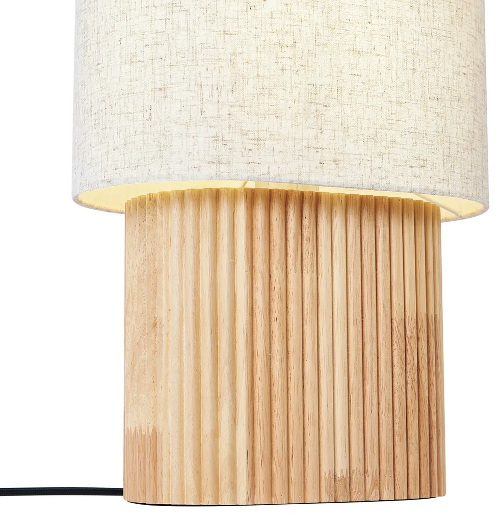 Japandi tafellamp hout met linnen kap 70cm - Lamel