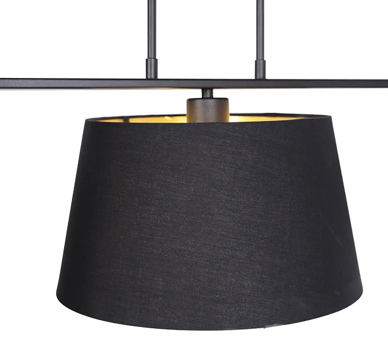 Eettafel / Eetkamer Hanglamp met katoenen kappen zwart met goud 32cm - Combi 3 Deluxe Modern E27 rond Binnenverlichting Lamp