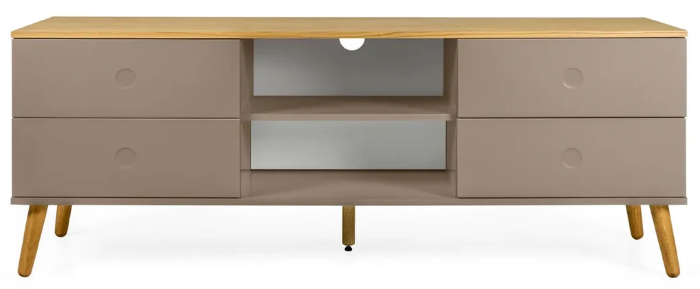 Tenzo Dot Tv-meubel Mat Taupe Met Eiken - 162x43x60cm.