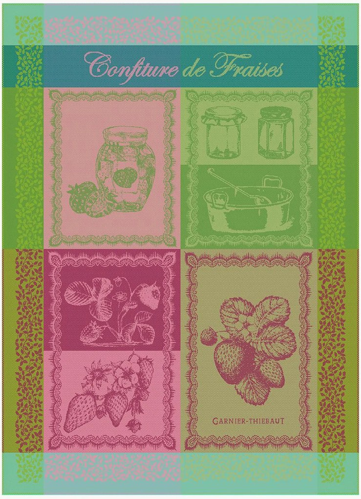 Jacquard theedoeken Confiture De Fraises Printemps, 4-delig