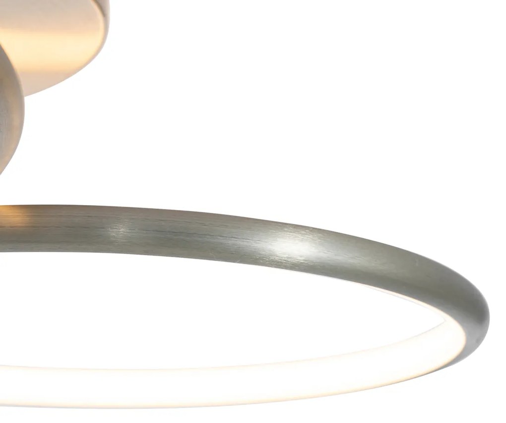 Design plafondlamp staal incl. LED 3-staps dimbaar 2-lichts - Joaniqa Modern rond Binnenverlichting Lamp