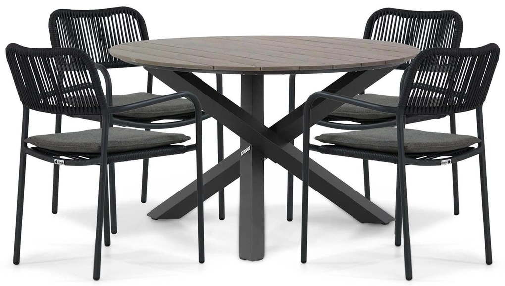 Tuinset Ronde Tuintafel 4 personen 125 cm Aluminium/rope Grijs Coco Penya/Ancona
