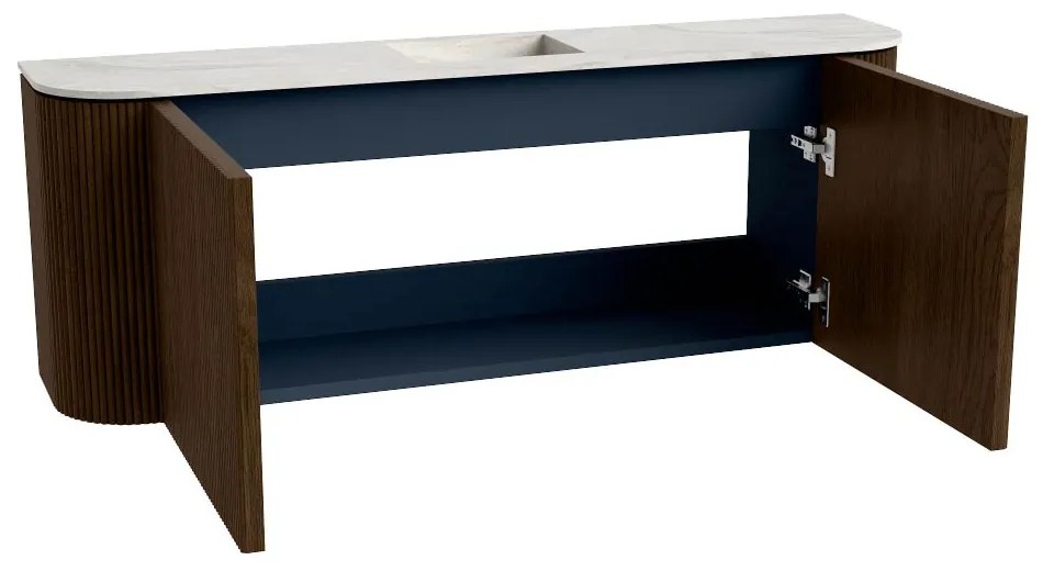 Mondiaz Joya DLux 115cm toiletmeubel ronding links/rechts walnut met wastafel faye midden 1 kraangat opalo