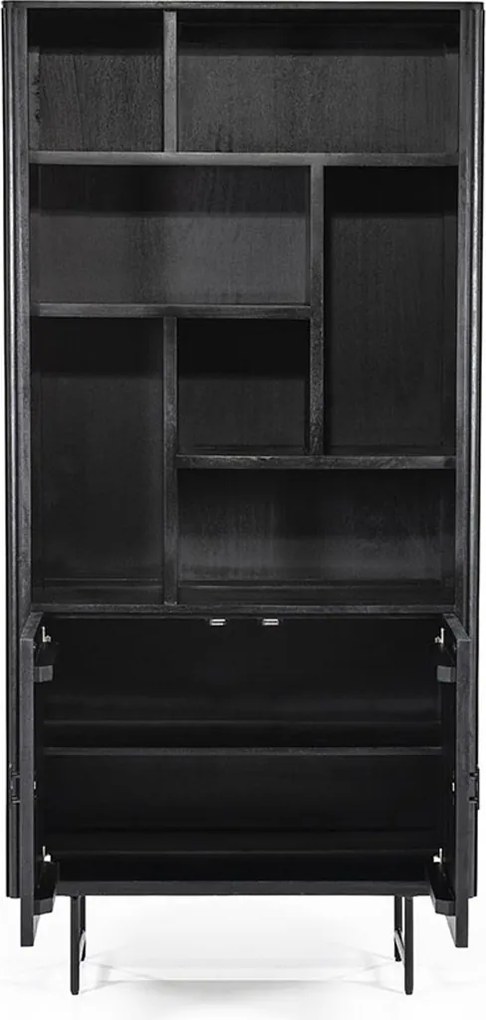 Zwarte Boekenkast Met Latjes - 96x37x200cm.