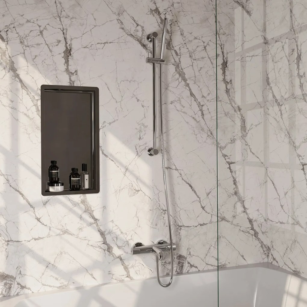 Brauer Stripe thermostatische badkraan met glijstang en staafhanddouche chroom