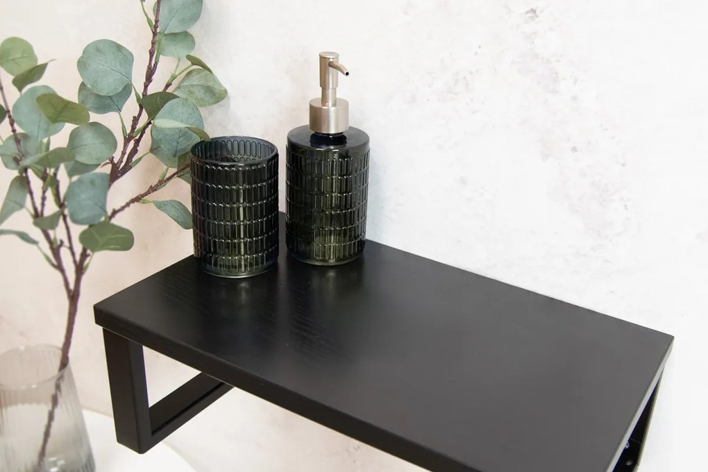 Saniclear Lovi zwarte plank 40cm voor waskom in het toilet