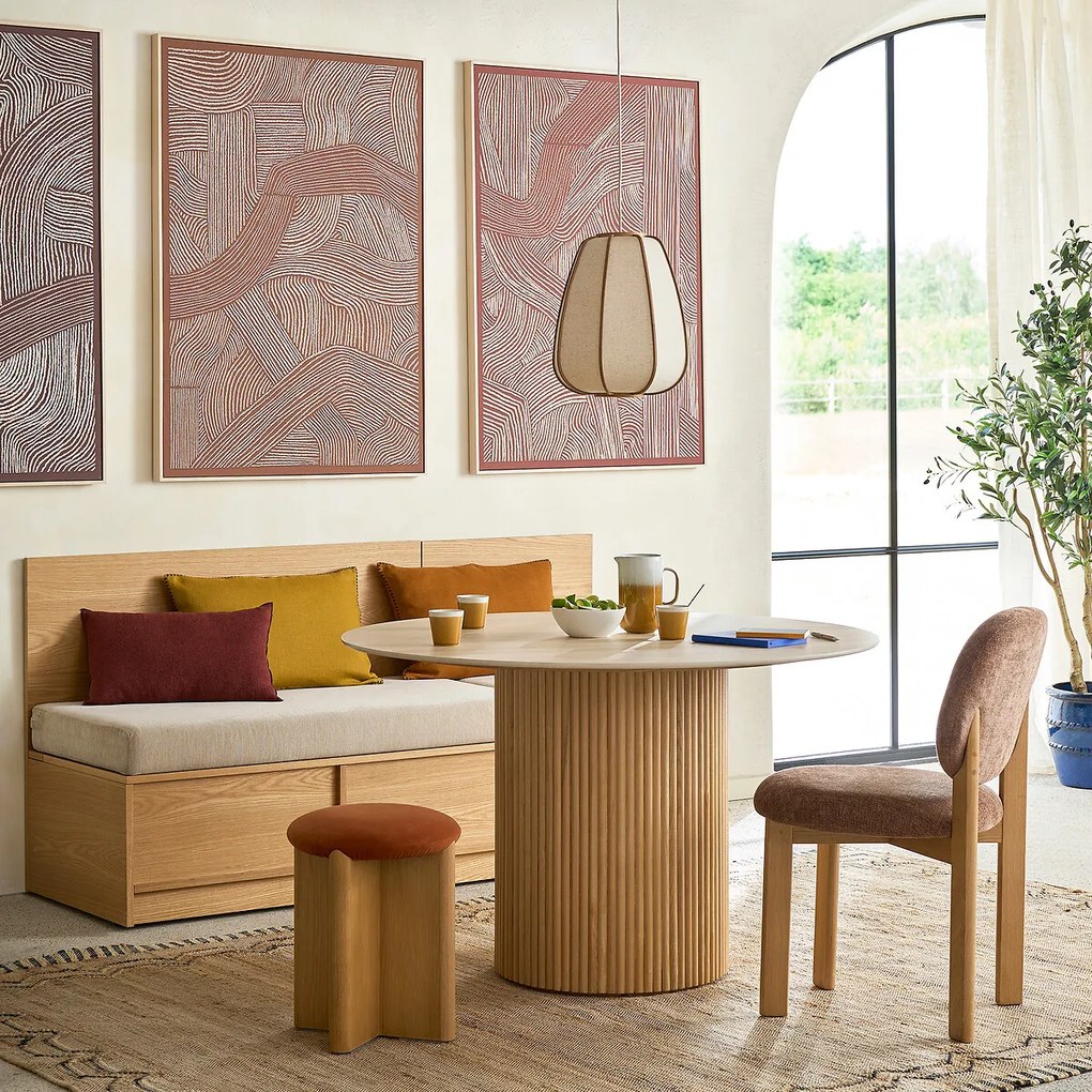 Hanglamp, van linnen en bamboe, diameter 32 cm, ANARA