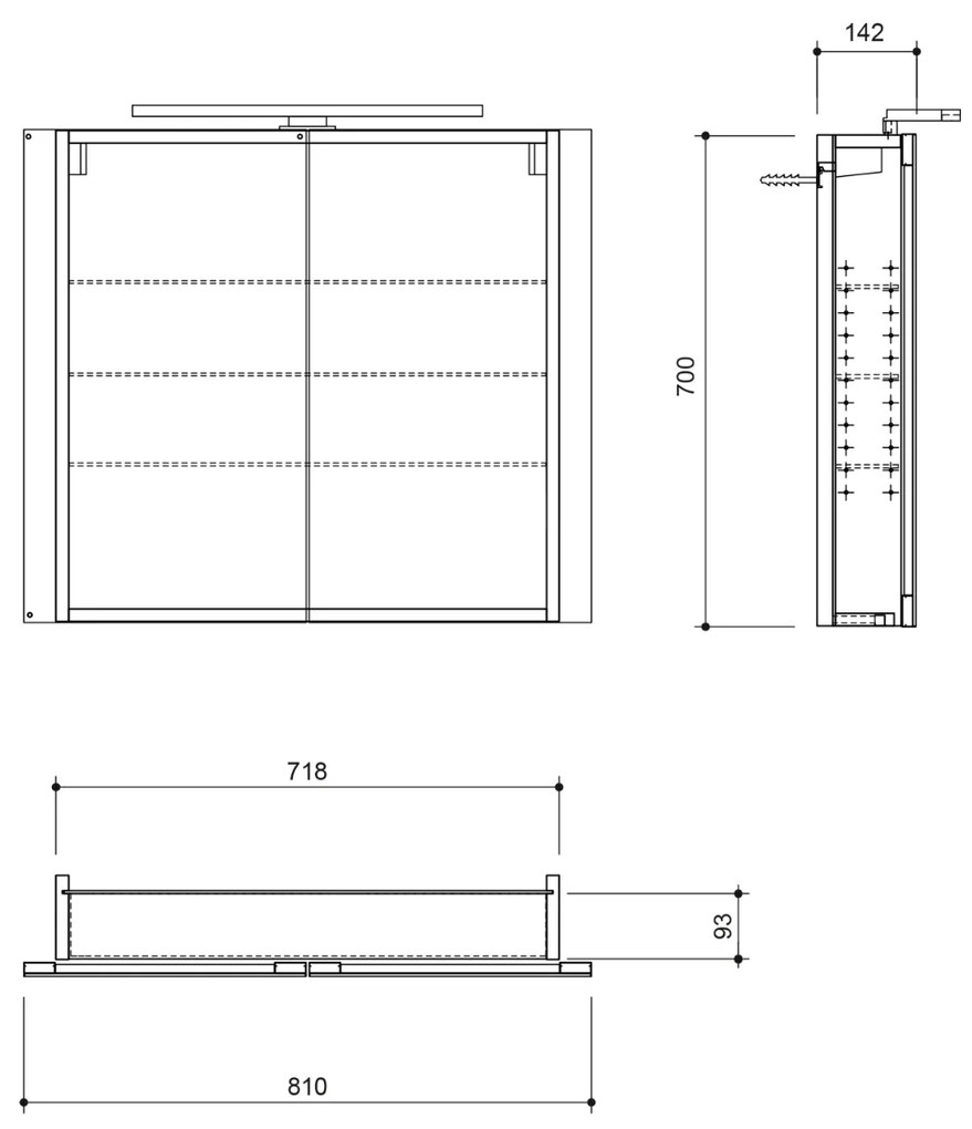 Sapho Greta spiegelkast met LED-verlichting 81x70cm wit mat